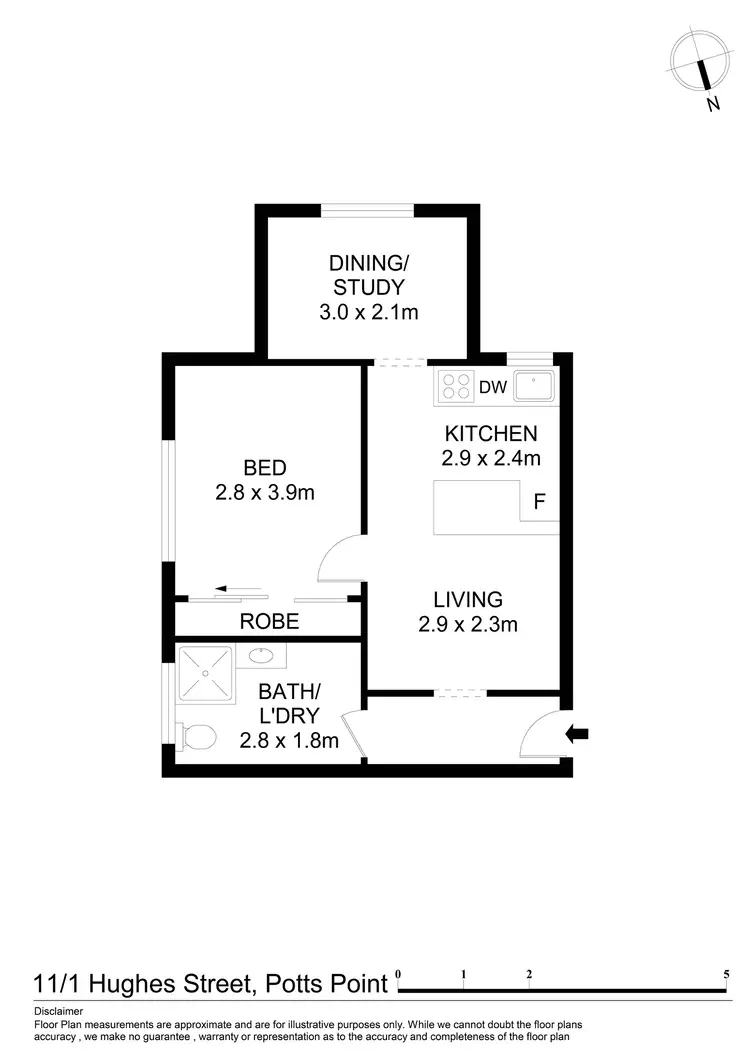 Floorplan of Homely unit listing, 11/1 Hughes Street, Potts Point NSW 2011