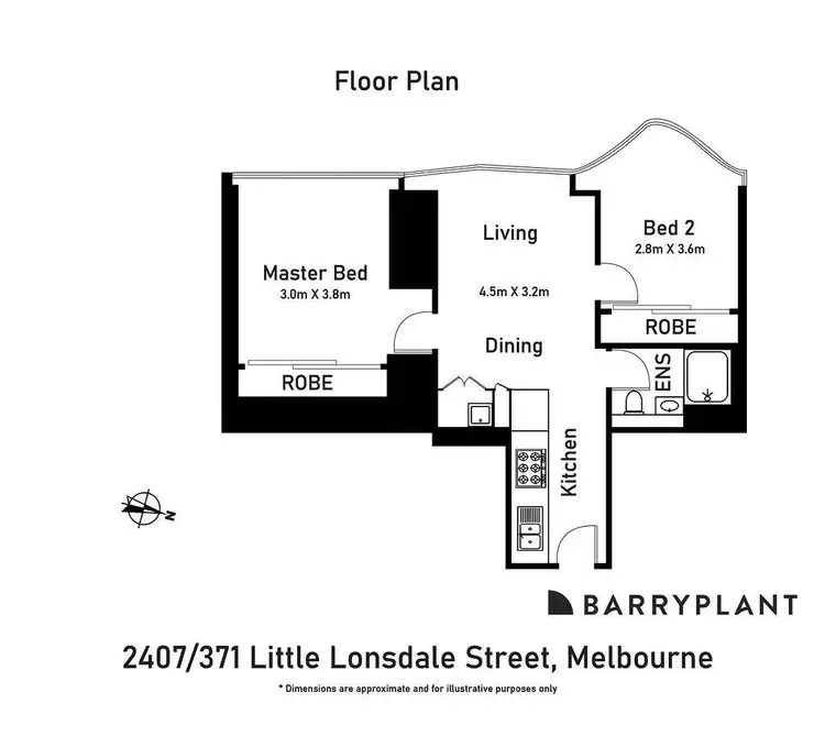 Floorplan of Homely apartment listing, 2407/371 Little Lonsdale Street, Melbourne VIC 3000