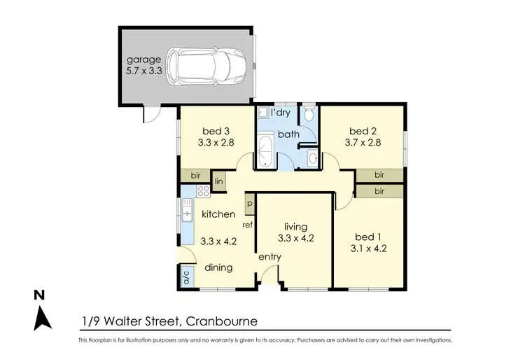 Floorplan of Homely unit listing, 1/9 Walter Street, Cranbourne VIC 3977