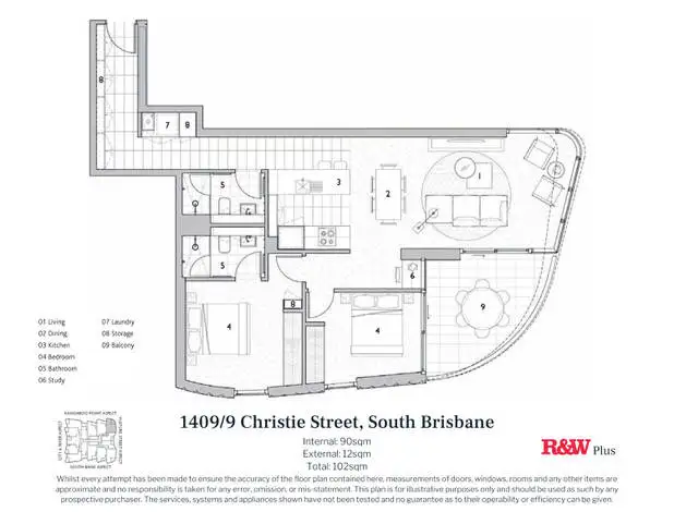 Floorplan of Homely unit listing, 1409/9 Christie Street, South Brisbane QLD 4101