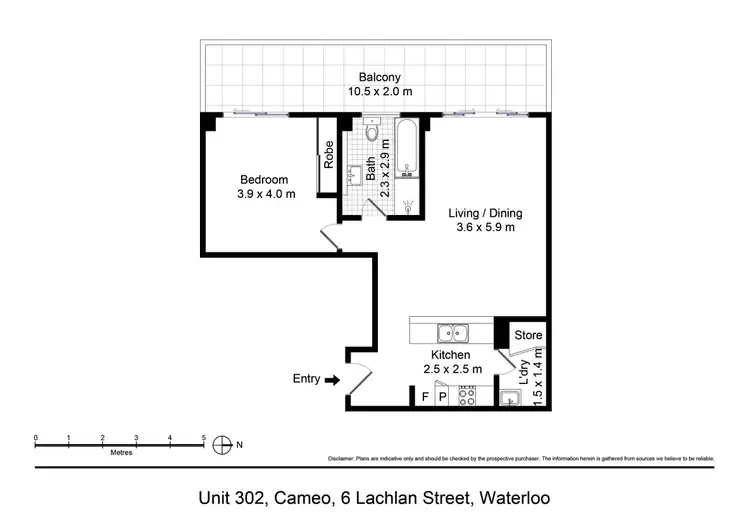 Floorplan of Homely apartment listing, 302/6 Lachlan Street, Waterloo NSW 2017
