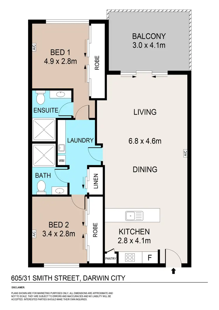 Floorplan of Homely unit listing, 605/31 Smith Street, Darwin City NT 800