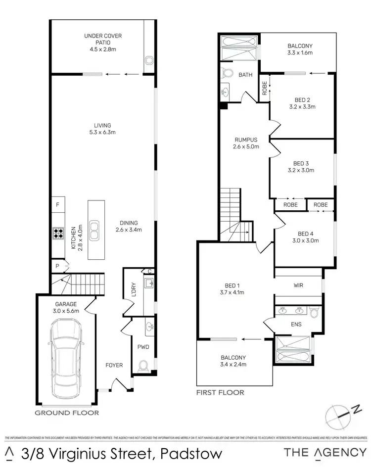 Floorplan of Homely townhouse listing, 3/8 Virginius Street, Padstow NSW 2211