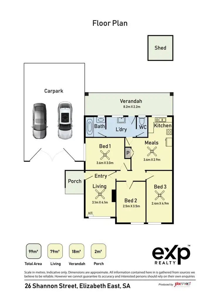 Floorplan of Homely semi-detached listing, 26 Shannon Street, Elizabeth East SA 5112