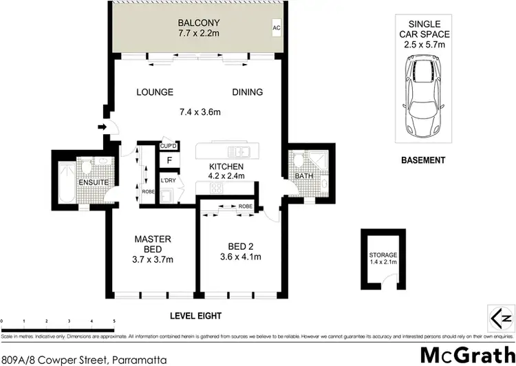 Floorplan of Homely apartment listing, 809A/8 Cowper Street, Parramatta NSW 2150