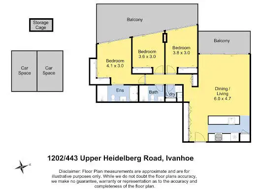 Floorplan of Homely apartment listing, Level 12/1202/443 Upper Heidelberg Road, Ivanhoe VIC 3079