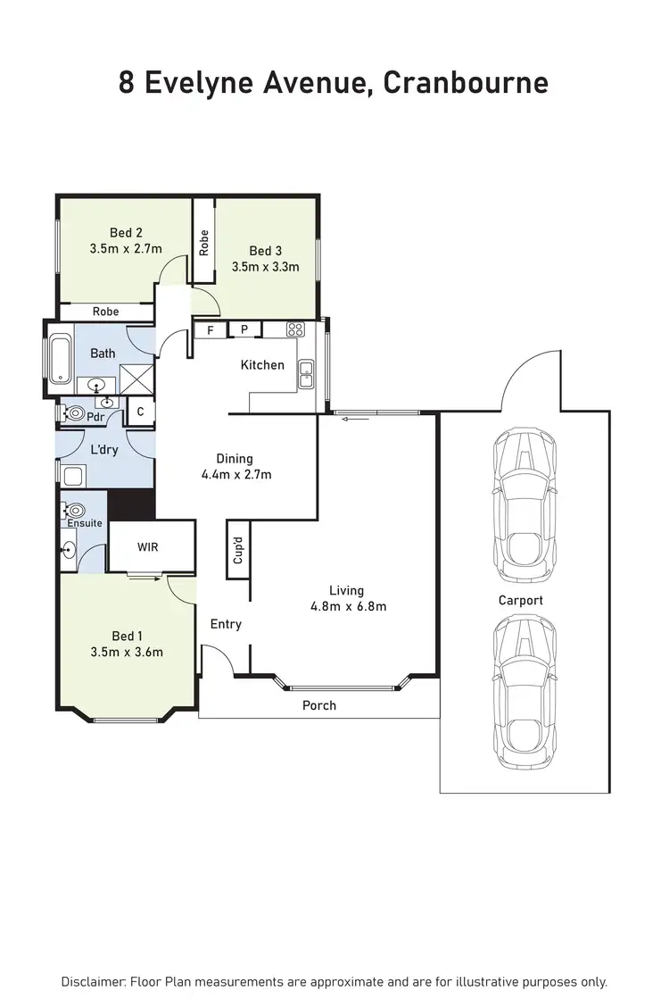 Floorplan of Homely house listing, 8 Evelyne Avenue, Cranbourne VIC 3977