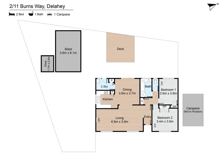 Floorplan of Homely unit listing, 2/11 Burns Way, Delahey VIC 3037