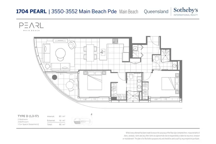 Floorplan of Homely apartment listing, 1704 Pearl/3550-3552 Main Beach Parade, Main Beach QLD 4217