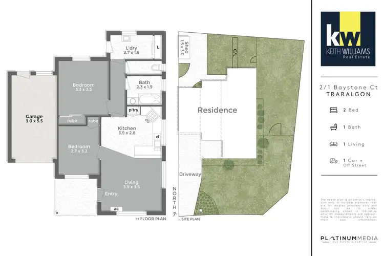 Floorplan of Homely unit listing, 2/1 Baystone Court, Traralgon VIC 3844