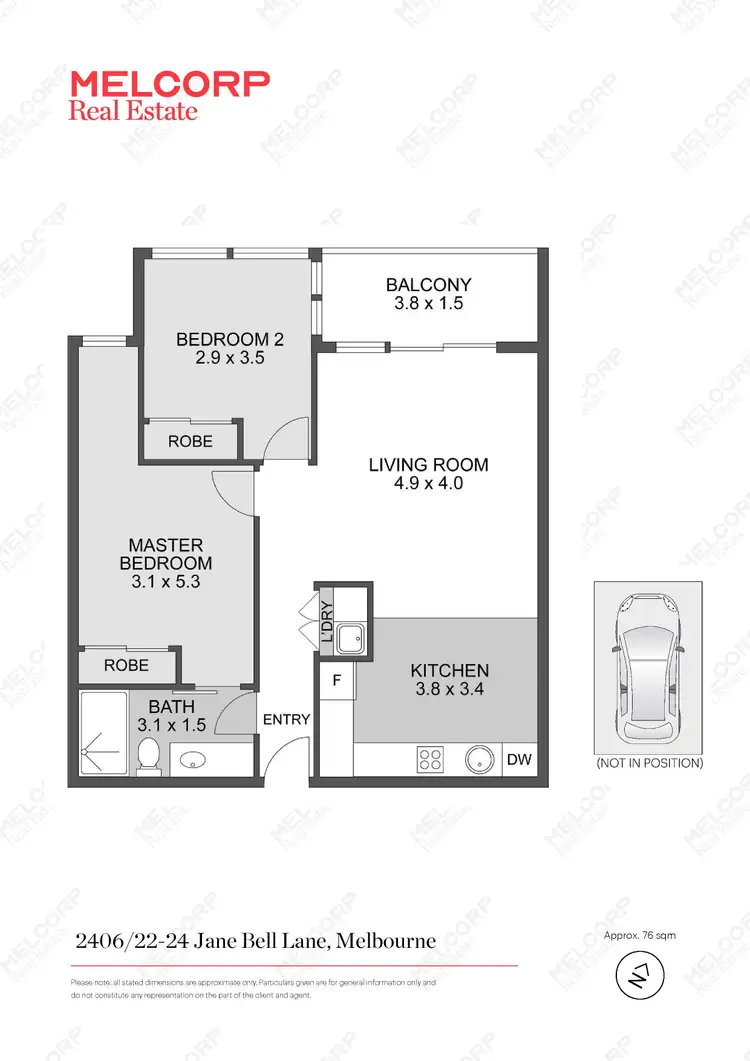 Floorplan of Homely apartment listing, 2406/22-24 Jane Bell Lane, Melbourne VIC 3000