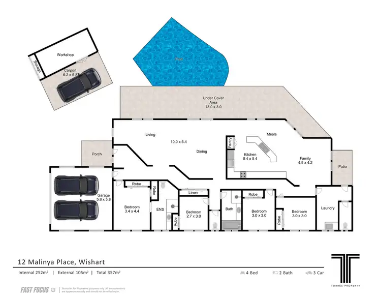 Floorplan of Homely house listing, 12 Malinya Place, Wishart QLD 4122