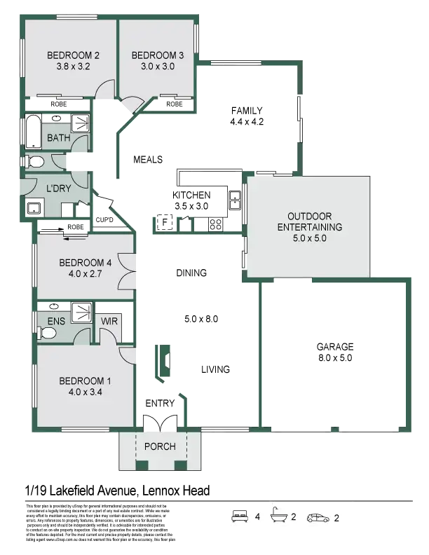 Floorplan of Homely house listing, 1/19 Lakefield Avenue, Lennox Head NSW 2478