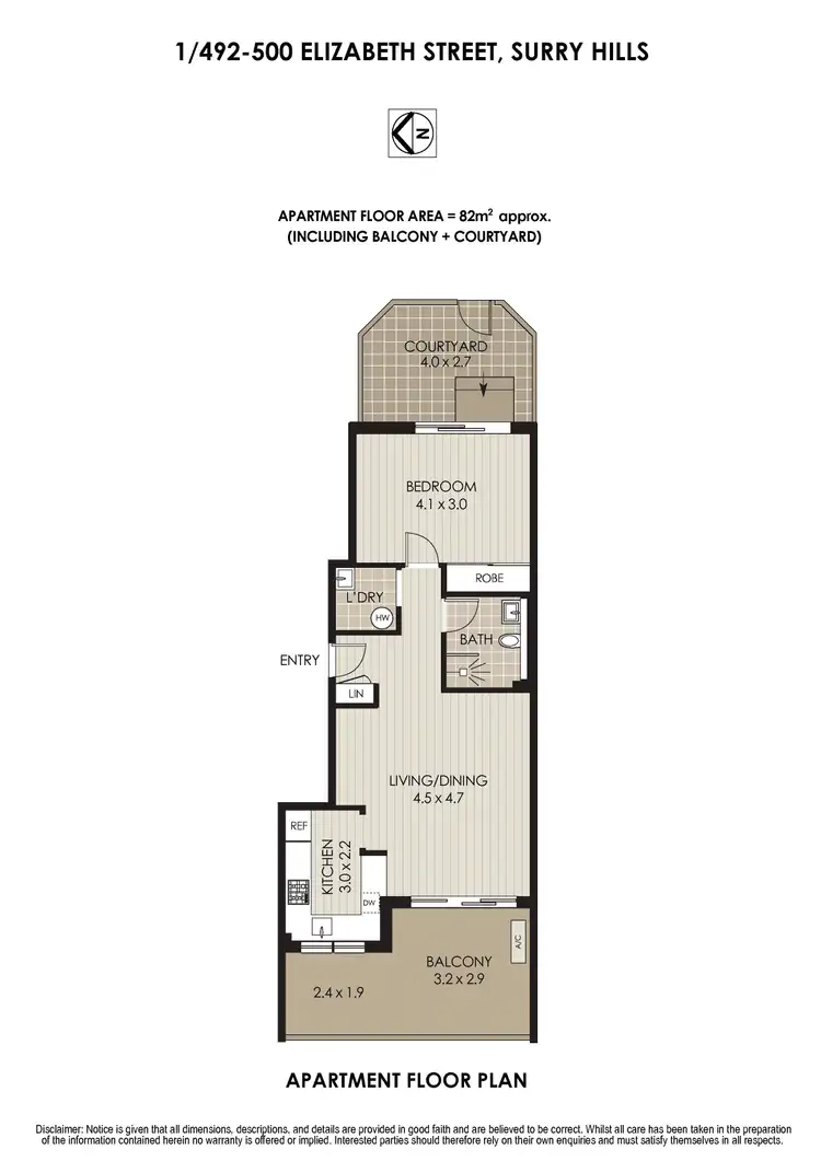 Floorplan of Homely apartment listing, 1/492-500 Elizabeth Street, Surry Hills NSW 2010