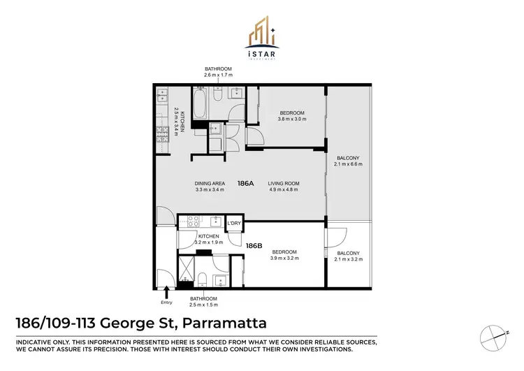 Floorplan of Homely apartment listing, 186/109-113 George Street, Parramatta NSW 2150