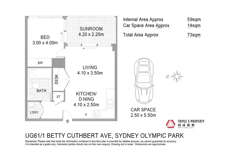 Floorplan of Homely apartment listing, 61/1 Betty Cuthbert Avenue, Sydney Olympic Park NSW 2127