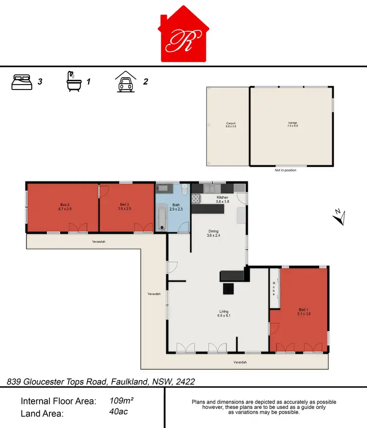 Floorplan of Homely rural property listing, 839 Gloucester Tops Road, Gloucester NSW 2422