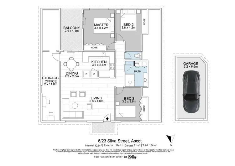 Floorplan of Homely unit listing, 6/23 Silva Street, Ascot QLD 4007