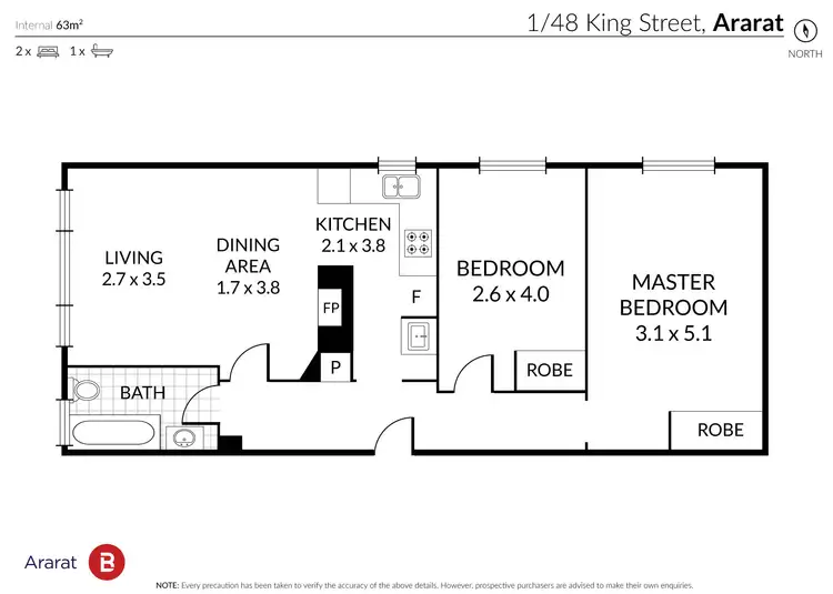 Floorplan of Homely unit listing, 1/48 King Street, Ararat VIC 3377