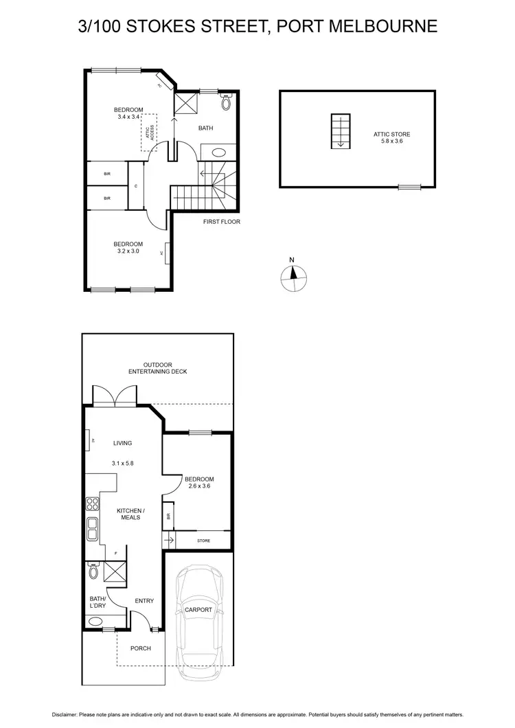 Floorplan of Homely townhouse listing, 3/100 Stokes Street, Port Melbourne VIC 3207