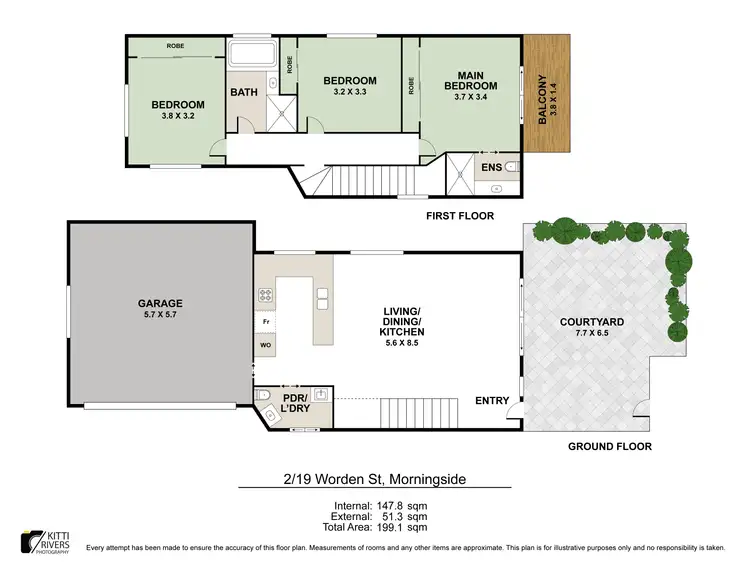 Floorplan of Homely townhouse listing, 2/19 Worden Street, Morningside QLD 4170