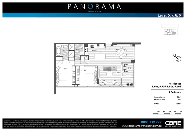 Floorplan of Homely apartment listing, R706/200-220 Pacific Highway, Crows Nest NSW 2065