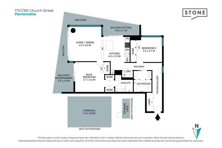 Floorplan of Homely apartment listing, 1707/88 Church Street, Parramatta NSW 2150