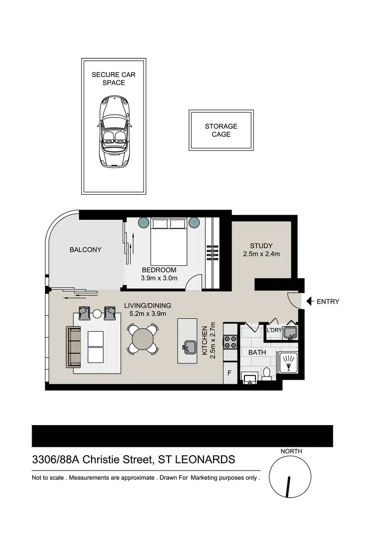 Floorplan of Homely apartment listing, 3306/88a Christie Street, St Leonards NSW 2065