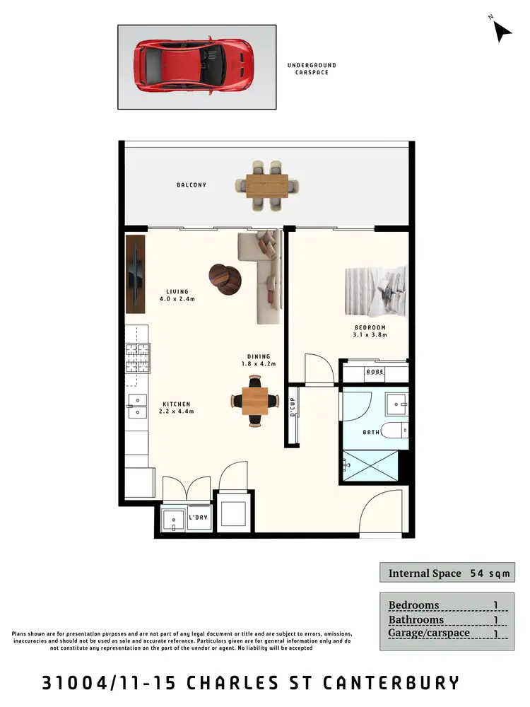 Floorplan of Homely unit listing, C1004/15 Charles Street, Canterbury NSW 2193