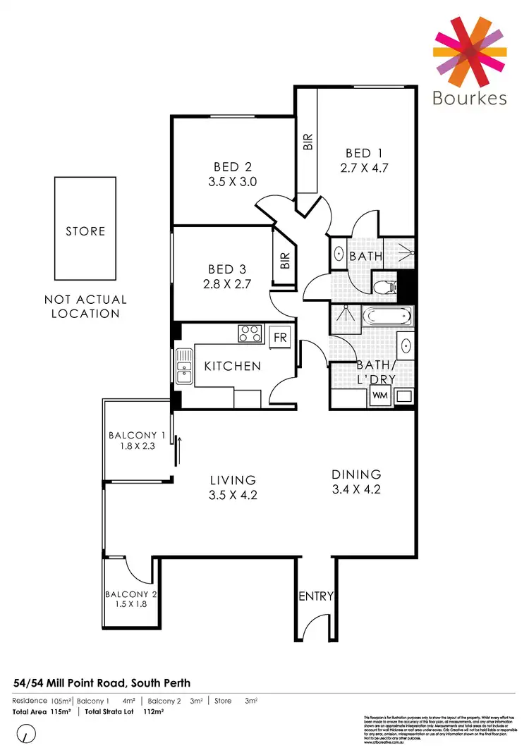 Floorplan of Homely apartment listing, 54/54 Mill Point Road, South Perth WA 6151