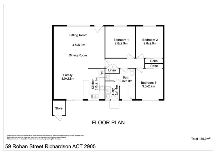Floorplan of Homely house listing, 59 Rohan Street, Richardson ACT 2905