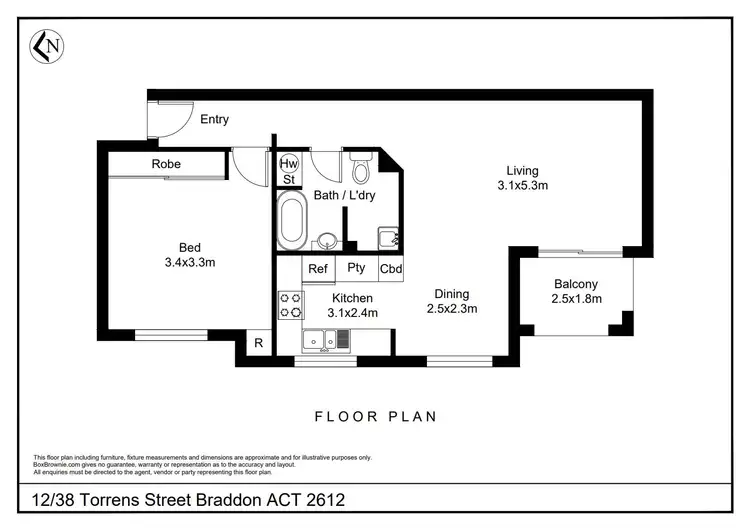 Floorplan of Homely apartment listing, 12/38 Torrens Street, Braddon ACT 2612