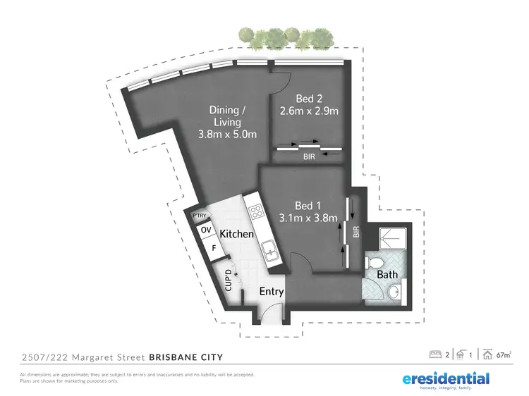 Floorplan of Homely unit listing, 2507/222 Margaret Street, Brisbane City QLD 4000