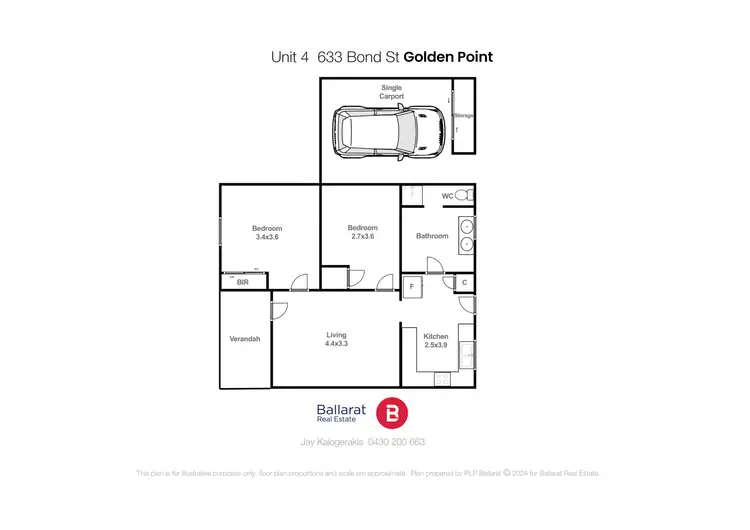 Floorplan of Homely unit listing, 4/633 Bond Street, Golden Point VIC 3350