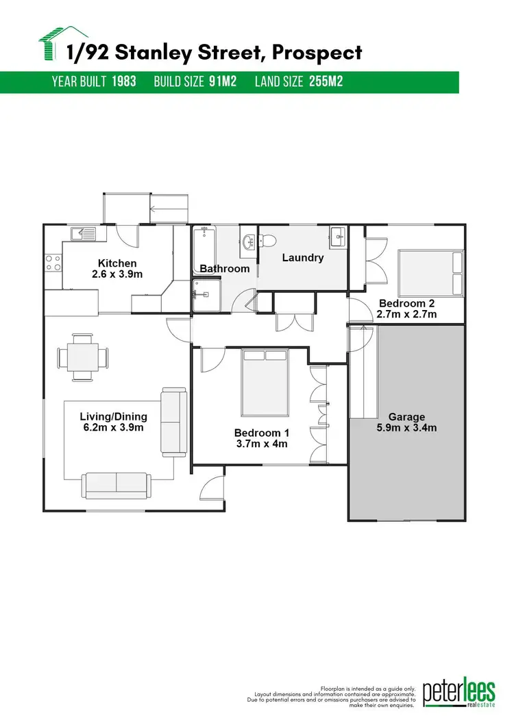 Floorplan of Homely unit listing, 1/92 Stanley Street, Prospect TAS 7250