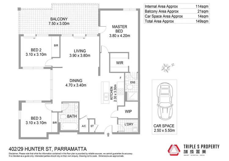 Floorplan of Homely apartment listing, 402/29 Hunter Street, Parramatta NSW 2150