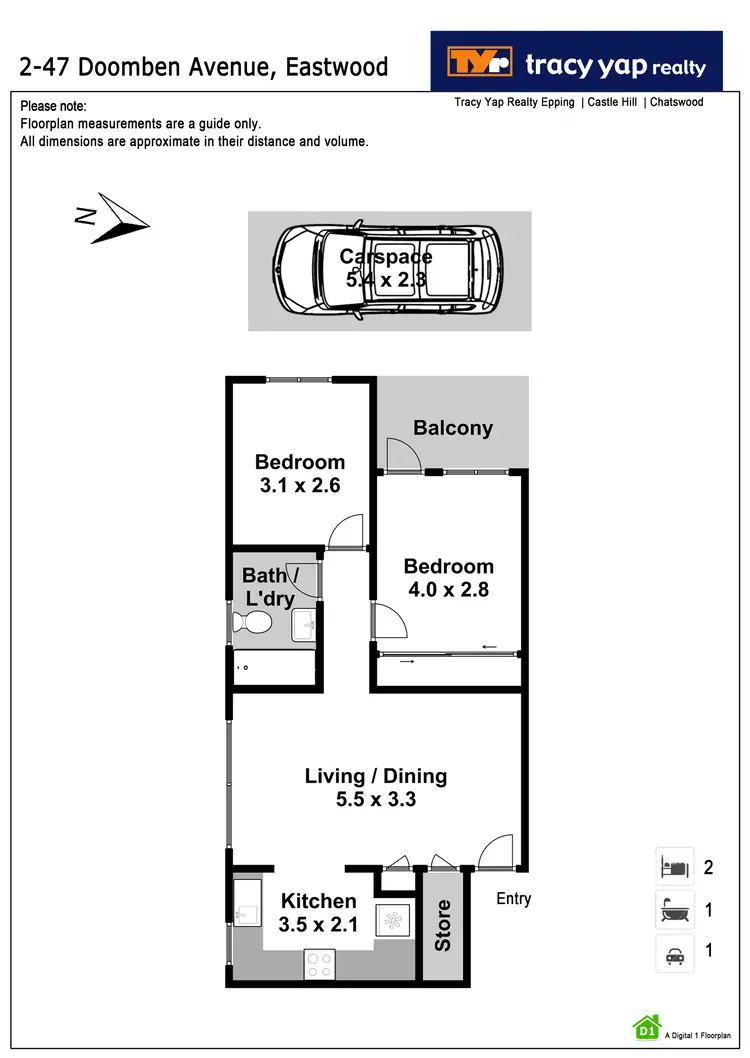 Floorplan of Homely unit listing, 2/47 Doomben Avenue, Eastwood NSW 2122