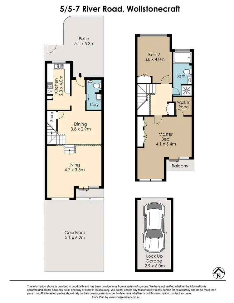 Floorplan of Homely townhouse listing, 5/5-7 River Road, Wollstonecraft NSW 2065