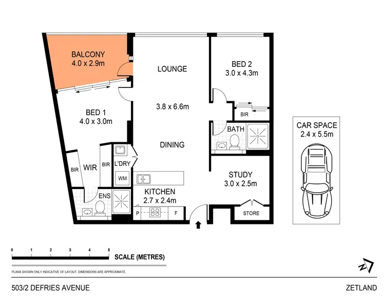 Floorplan of Homely apartment listing, 503/2 Defries Avenue, Zetland NSW 2017