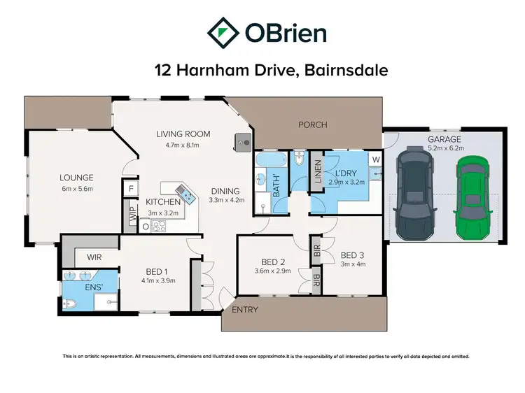 Floorplan of Homely house listing, 12 Harnham Drive, Bairnsdale VIC 3875