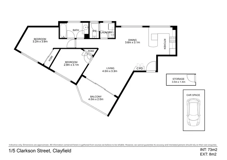 Floorplan of Homely unit listing, 1/5 Clarkson Street, Clayfield QLD 4011