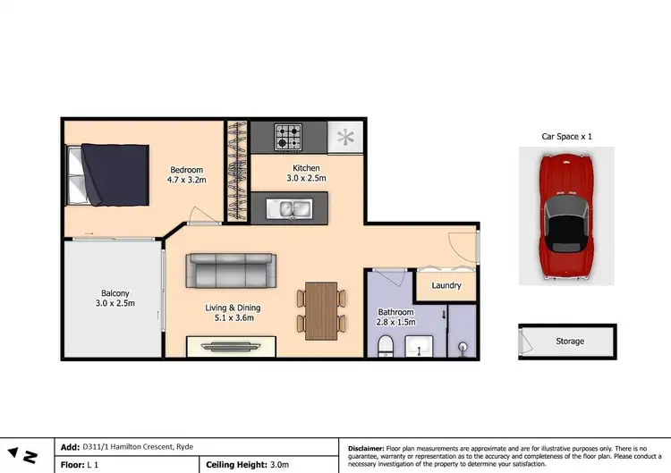 Floorplan of Homely apartment listing, 311D/1 Hamilton Crescent, Ryde NSW 2112
