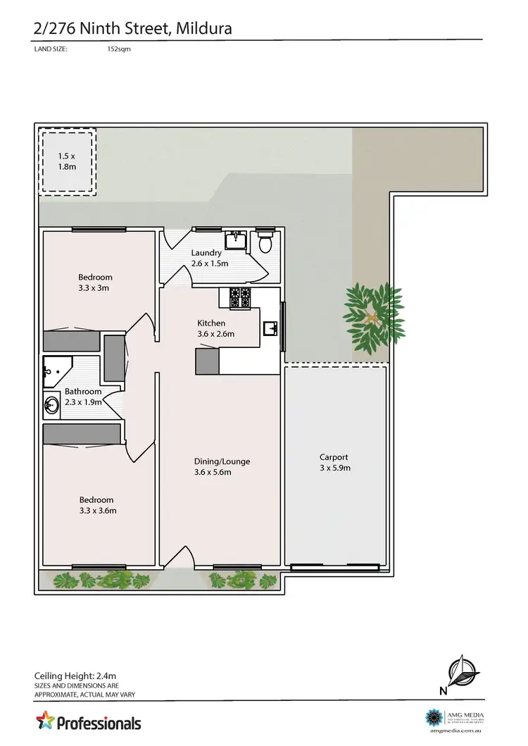 Floorplan of Homely unit listing, 2/276 Ninth Street, Mildura VIC 3500
