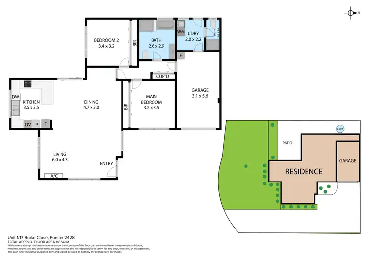 Floorplan of Homely villa listing, 1/17 Burke Close, Forster NSW 2428