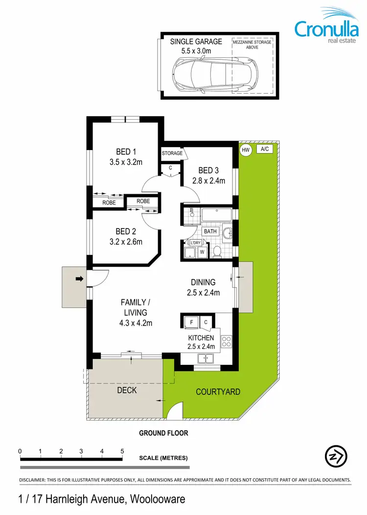 Floorplan of Homely villa listing, 1/17 Harnleigh Avenue, Woolooware NSW 2230