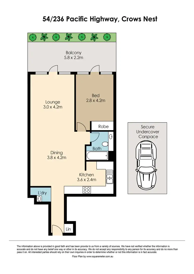 Floorplan of Homely apartment listing, 54/236 Pacific Highway, Crows Nest NSW 2065