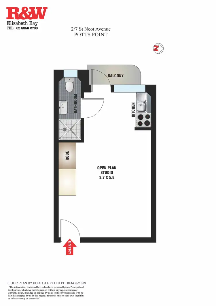 Floorplan of Homely studio listing, 2/7 St Neot Avenue, Potts Point NSW 2011
