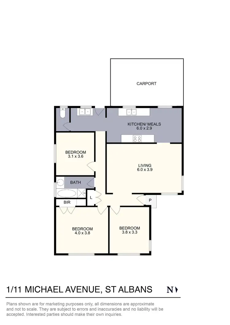 Floorplan of Homely unit listing, 1/11 Michael Avenue, St Albans VIC 3021