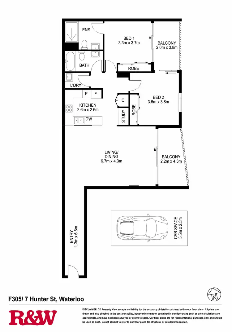 Floorplan of Homely apartment listing, F305/7 Hunter Street, Waterloo NSW 2017