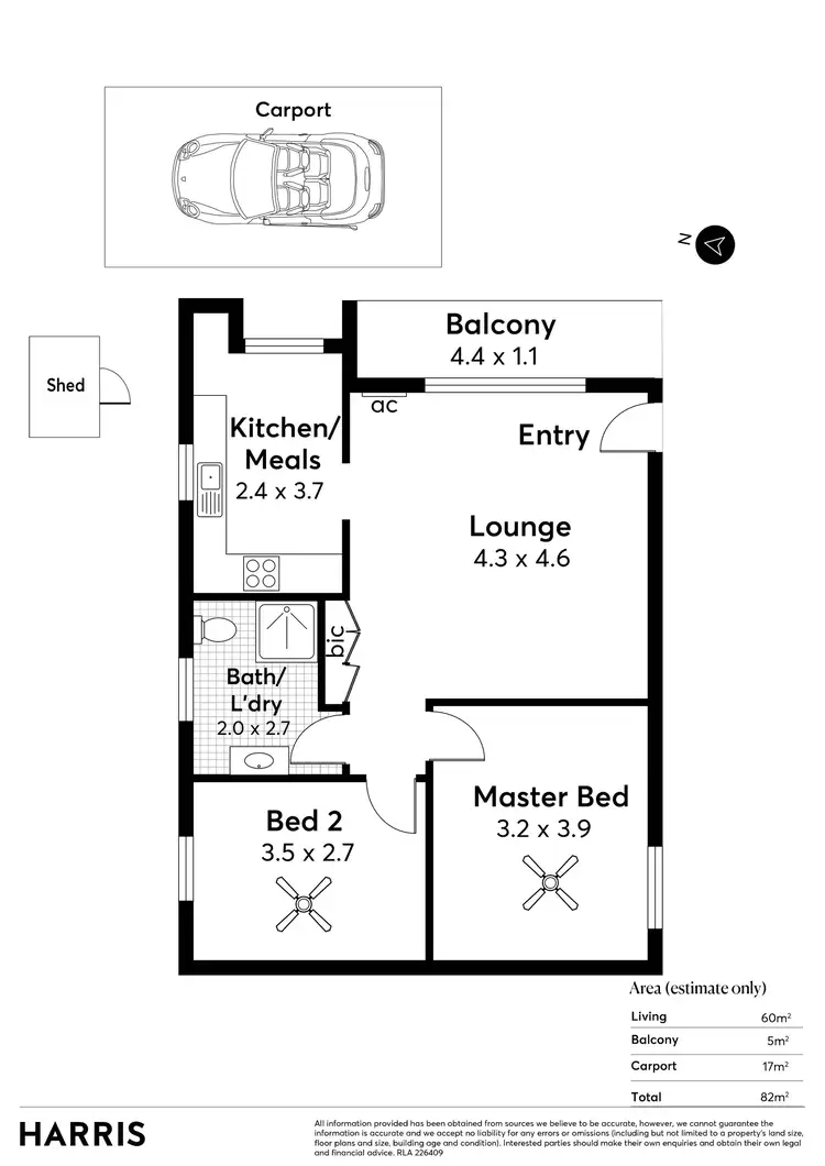 Floorplan of Homely unit listing, 3/2 Alice Street, Hove SA 5048